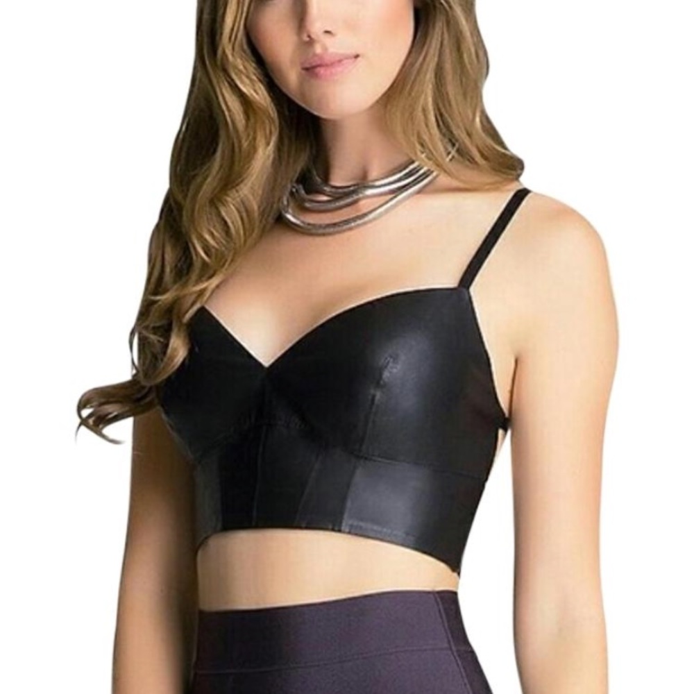 Bebe leather crop top